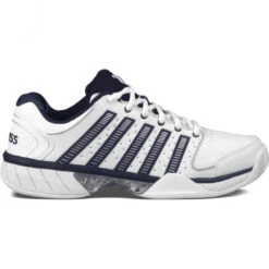 K-Swiss Men’s Hypercourt Express Leather Tennis Shoes (White/ Navy)