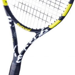 Babolat Evoke 102 + Blue Club Bag Tennis Starter Bundle -Pro Swing Shop 121222 142 Babolat Evoke 102 Strung Tennis Racquet Black Yellow heart 1000 1000 1