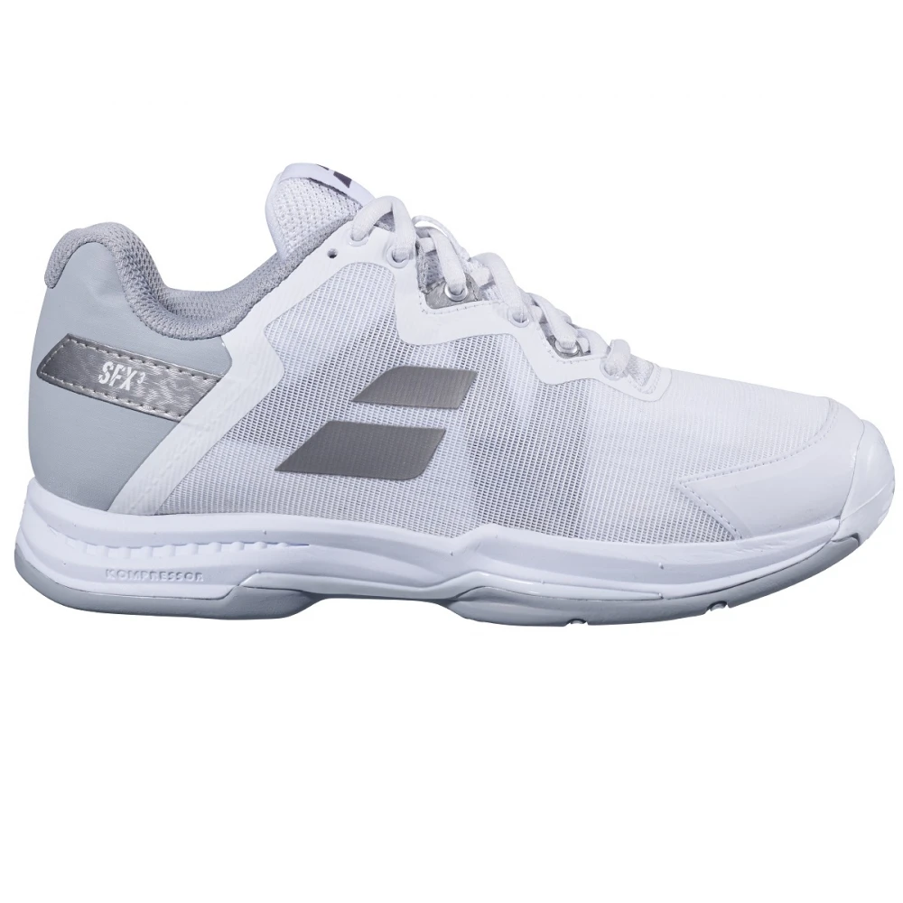 Babolat Women’s SFX3 All Court Tennis Shoes (White/Silver) 1 Babolat Women’s SFX3 All Court Tennis Shoes (White/Silver)