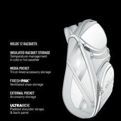 Adidas Tour 12 Racquet Tennis Bag (Black/White/Silver) -Pro Swing Shop 51457722 1000 1000