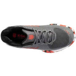 K-Swiss Junior Hypercourt Express 2 Tennis Shoes (Steel Gray/Jet Black/Spicy Orange) -Pro Swing Shop 86613 052 k swiss big kids hypercout express 2 steel gray jet black spicy orange top 1000 1000