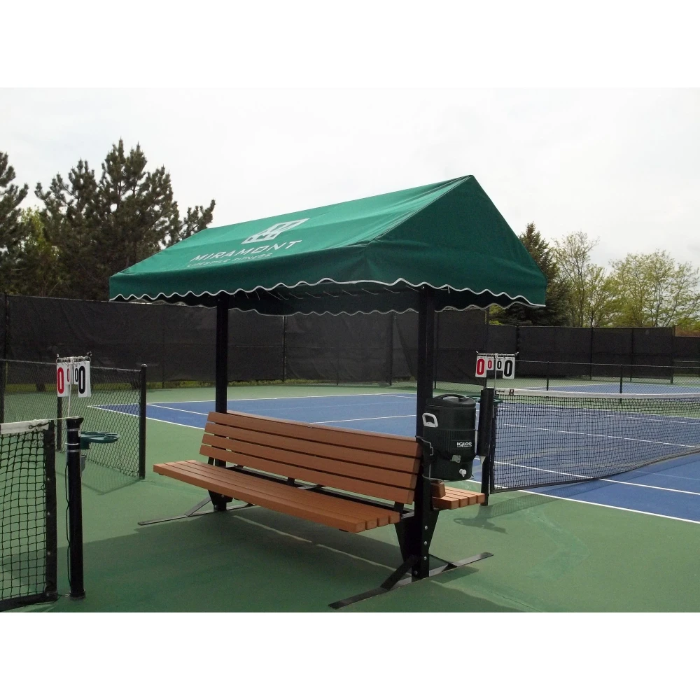 SunTrends 10-Foot Tennis Court Cabana Bench W/ Backrest 1 SunTrends 10-Foot Tennis Court Cabana Bench W/ Backrest