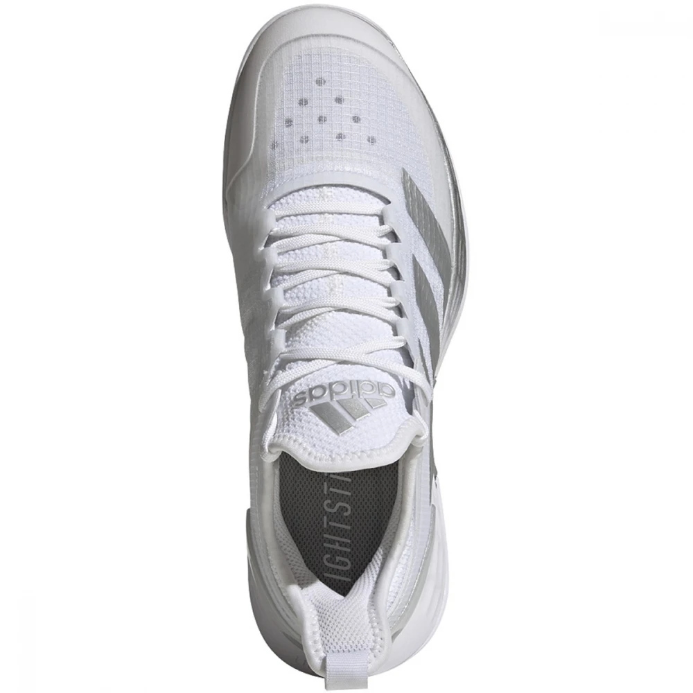 Adidas Women’s Adizero Ubersonic 4 Tennis Shoes (White/Silver Metallic/Grey) - Image 3