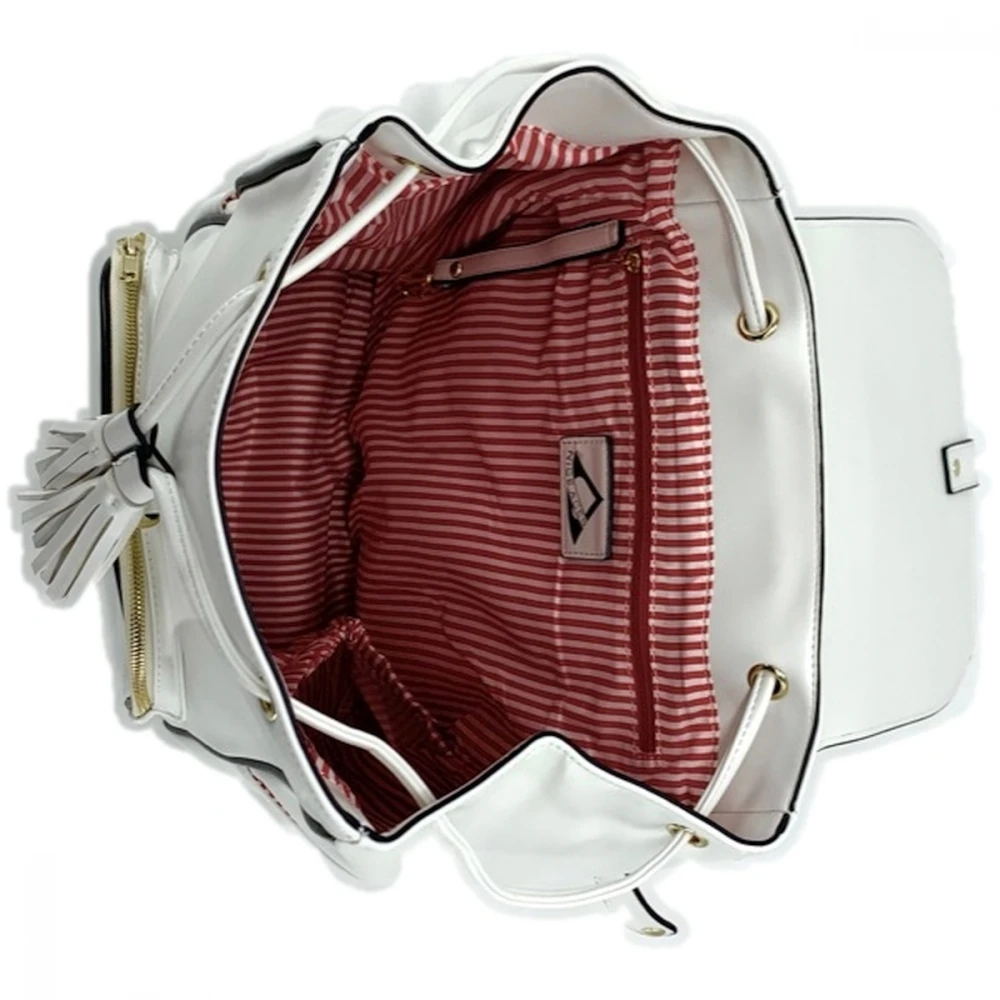 NiceAces Women’s SARA Handmade Vegan Leather Tennis Backpack (White) - Image 3