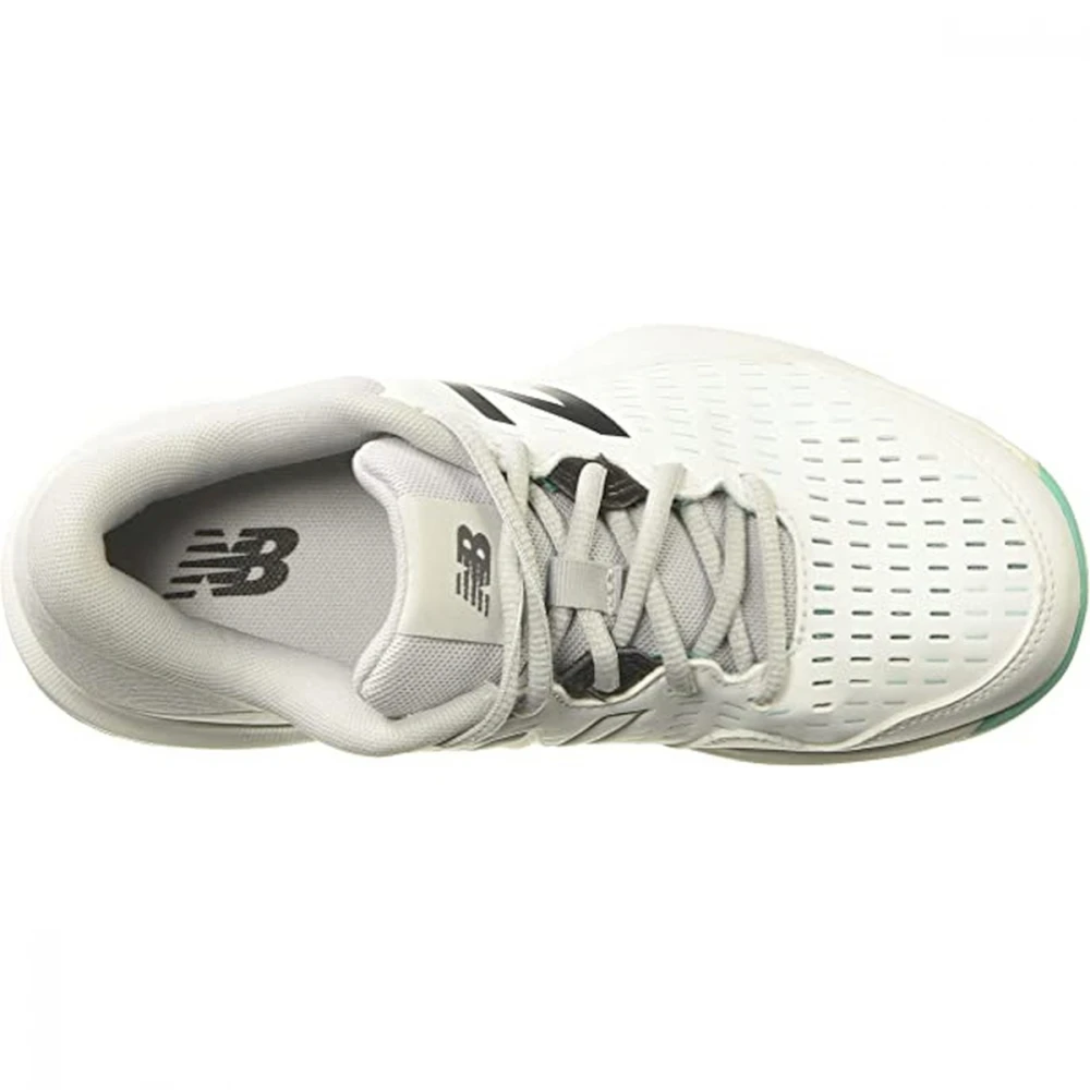 New Balance Women’s 696 V4 Hard Court Tennis Shoes (White/Grey/Tidepool) - Image 3