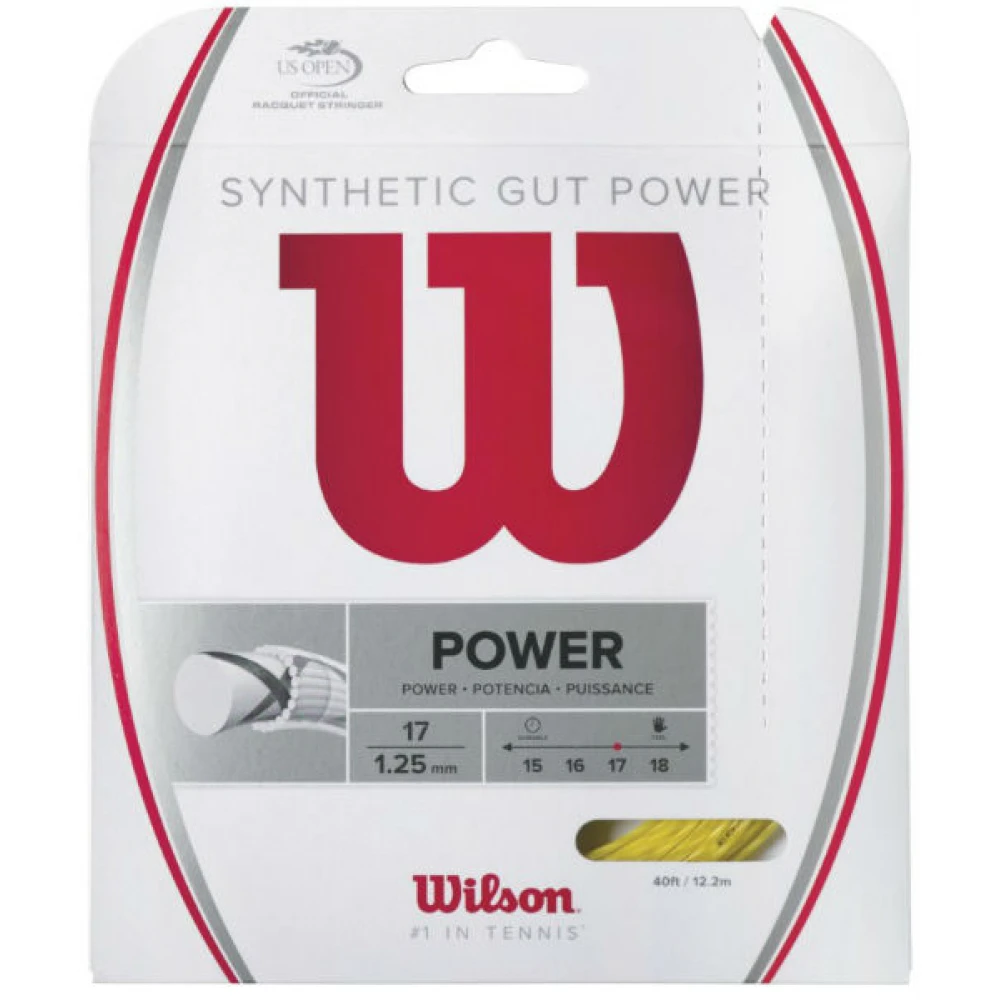 Wilson Synthetic Gut Power 17g Gold Tennis String (Set) 1 Wilson Synthetic Gut Power 17g Gold Tennis String (Set)