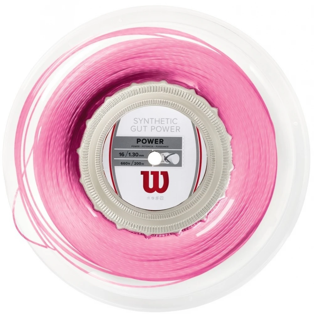 Wilson Synthetic Gut Power 16g Pink Tennis String (Reel) 1 Wilson Synthetic Gut Power 16g Pink Tennis String (Reel)