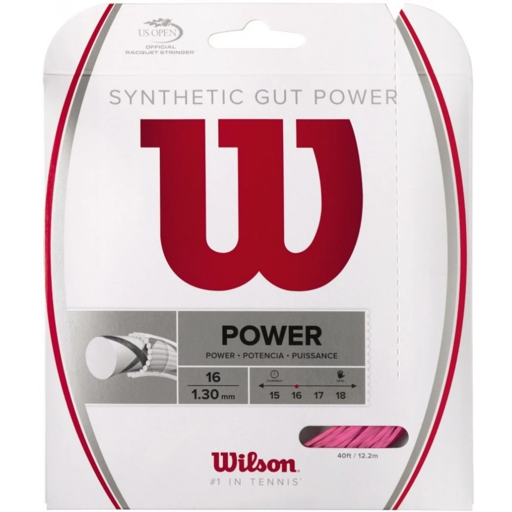 Wilson Synthetic Gut Power 16g Pink Tennis String (Set) 1 Wilson Synthetic Gut Power 16g Pink Tennis String (Set)